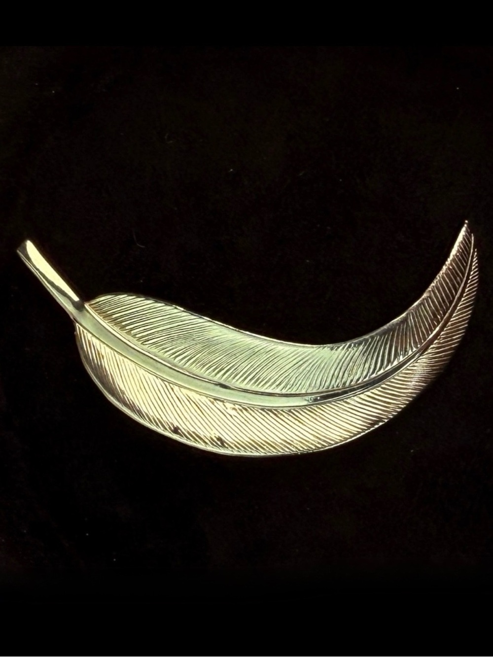 Vintage Aged Goldtone Lightweight Feather Brooch